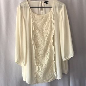 Talbots ruffles and lace top